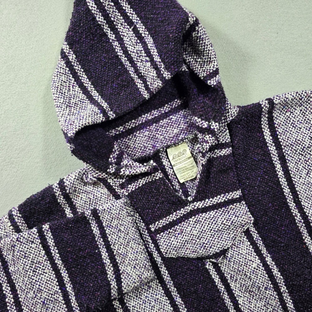 Veracruz Mens Large Purple Hoodie Baja Hoodie Stripe Woven Acrylic Drug Rug